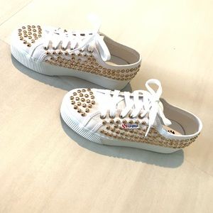 Superga gold Studded Platform Sneaker